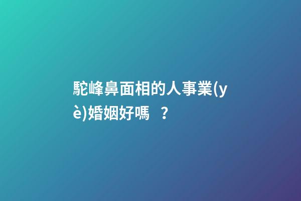 駝峰鼻面相的人事業(yè)婚姻好嗎？